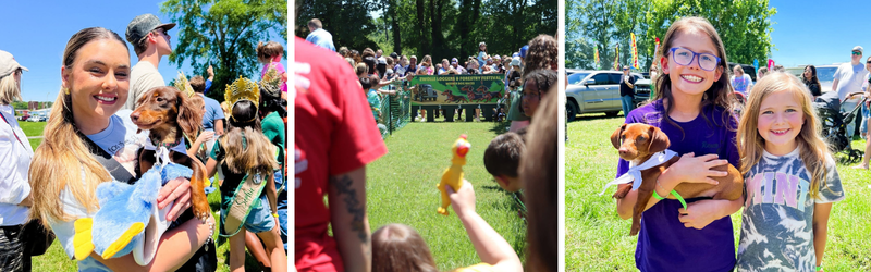 weiner dog derby photos with dogs and their owners