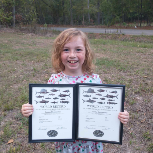 Jasmine Hammontree, 7 year old IGFA 3x world record holder
