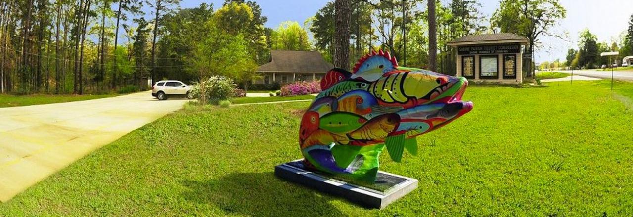 Fish sculpture at Toledo Bend Visitor Center in Many